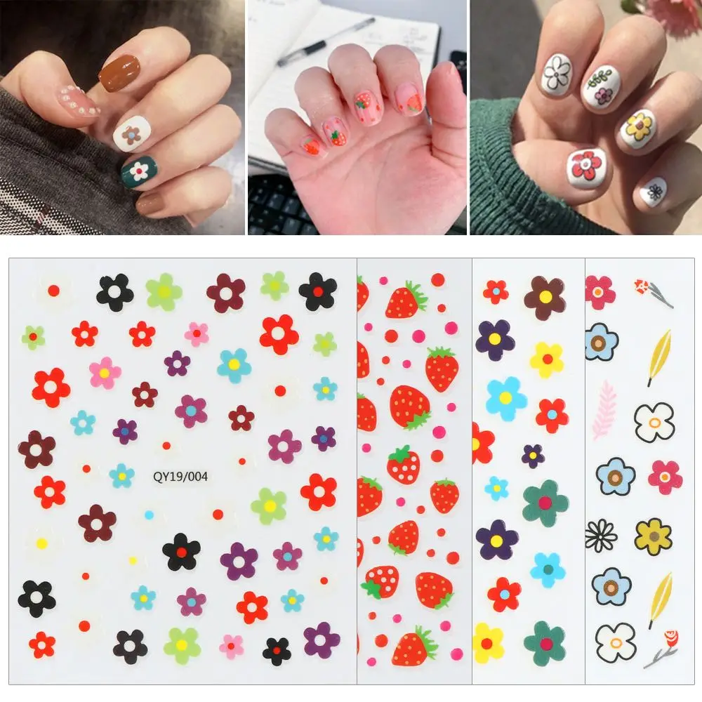 Waterproof Hyuna Style Fashion Art Sticker 3D Nail Decals Floret Poached Small Fresh Flowers Stickers | Красота и здоровье