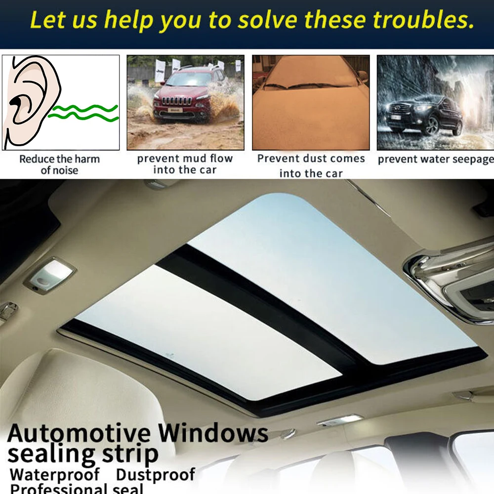 3M Car sunroof seal sticker Auto Accessories for Opel astra Mokka VW Golf Jetta Tiguan Peugeot 206 208 508 Seat Leon lbiza