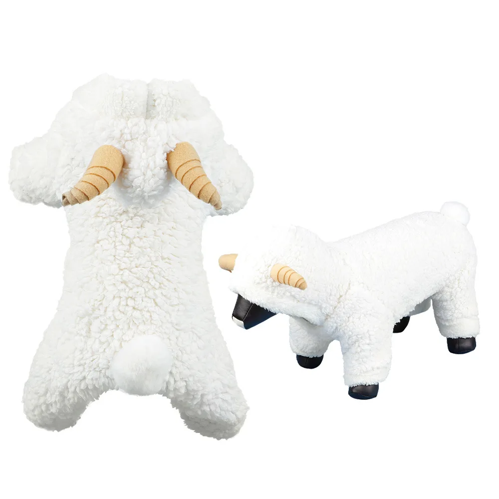Зимняя Теплая Одежда для собак, белая толстовка в форме овцы, Свитера для маленьких собак, пальто, хлопковая одежда для щенков, наряд для чихуахуа XS-XXL - Цвет: 1