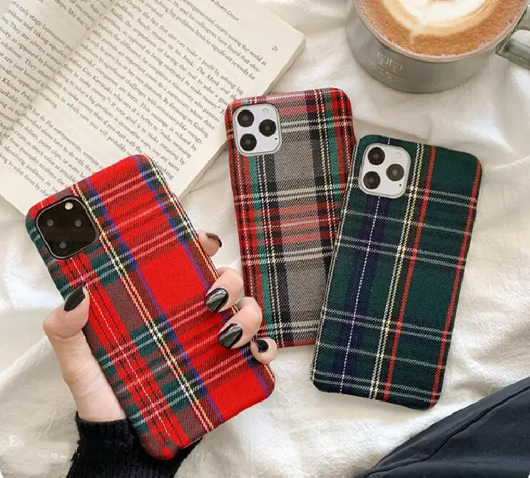 Теплый фланелевый тканевый чехол Gimfun в клетку для телефона Iphone 11 простой
