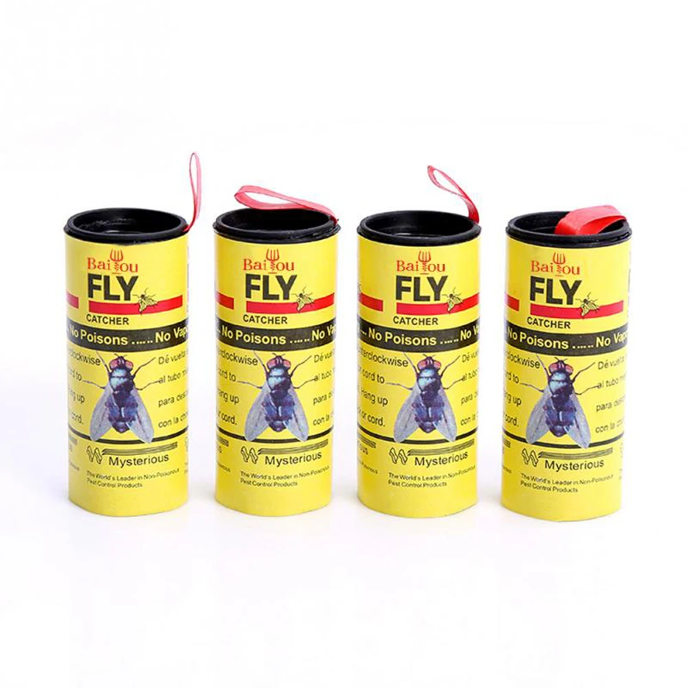Дропшиппинг 4 рулона Летающая липкая бумажная полоса Mosquitos Ловушка-убийца Нетоксичная борьба с вредителями токсичная ловушка для летающих насекомых