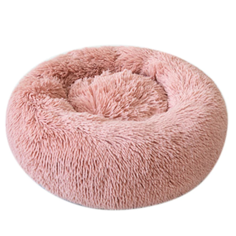 Кровать для домашних животных, собак, кошек, теплая мягкая плюшевая кровать, успокаивающее гнездо, круглый коврик для пончиков AUG889
