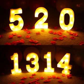 

Luminous LED Letter Night Light Wall Lamp Creative 0-9 Number Battery Lamp Romantic Wedding Birthday Party Christmas Decoration