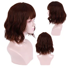 WTB синтетические парики Фиолетовый Черный цвет с челкой для женщин короткие женские волосы парик натуральная волна Косплей Термостойкое волокно