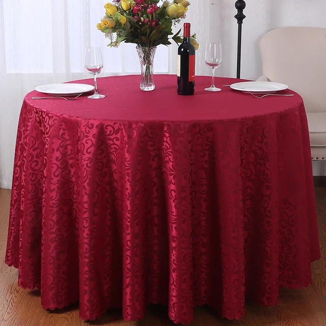 Custom Size Wedding Table Cloth Rectangular Solid Round Tablecloth Table Cover For Christmas Birthday Party Hotel Decoration Wine Red
