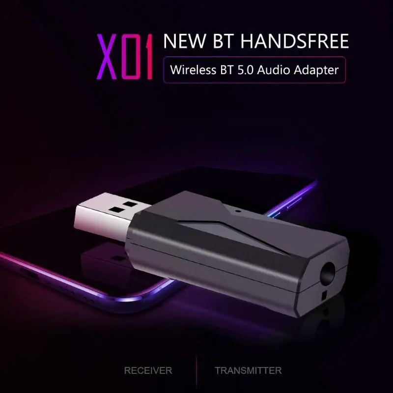 

X01 Wireless Bluetooth 5.0 Audio Transmitter Receiver 3.5mm Jack for Car TV PC Rx Mode Using 3.5 Audio Cable Connection