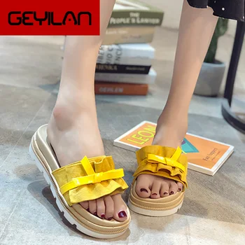 

Rimocy Yellow Thick Bottom Platform Slippers Women Summer Lightweight Wedges Sandals Woman Outdoor Casual Flip Flops Ladies