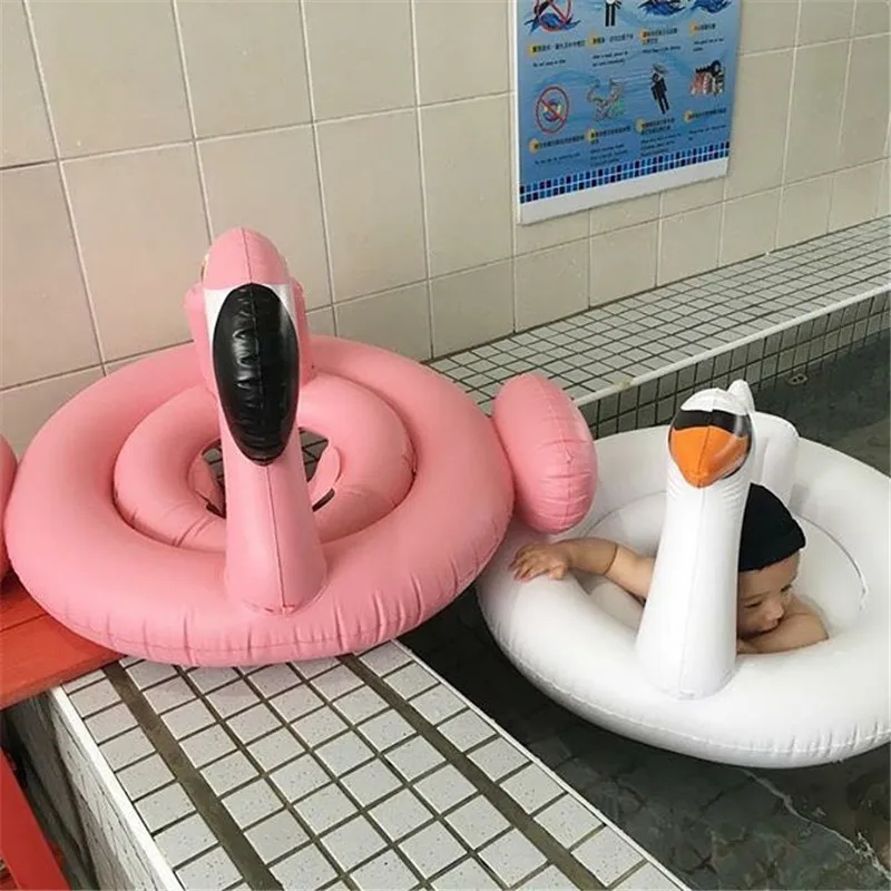 Cute Inflatable Flamingo Swan Baby Swimming Ring Pool Float Infant Baby Seat Swim Circle Summer Beach Party Toys flamingo игрушка для попугая floshy ring