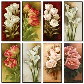 

5d diy Full square/round Diamond Painting kits Flowers Diamond Embroidery Tulip & Rose & Lily 3d Rhinestones Home Decor Gift