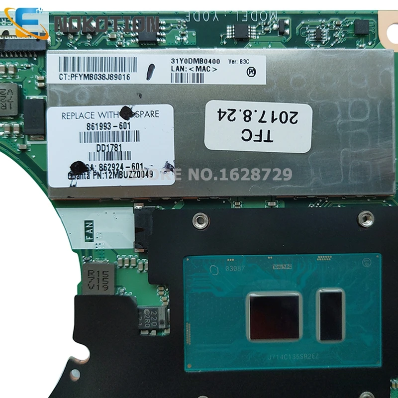 NOKOTION 861993-601 861993-001 861993-501 для спектр X360 13-4000 13-4172NA Материнская плата ноутбука i7-6500U Процессор 8 Гб Оперативная память