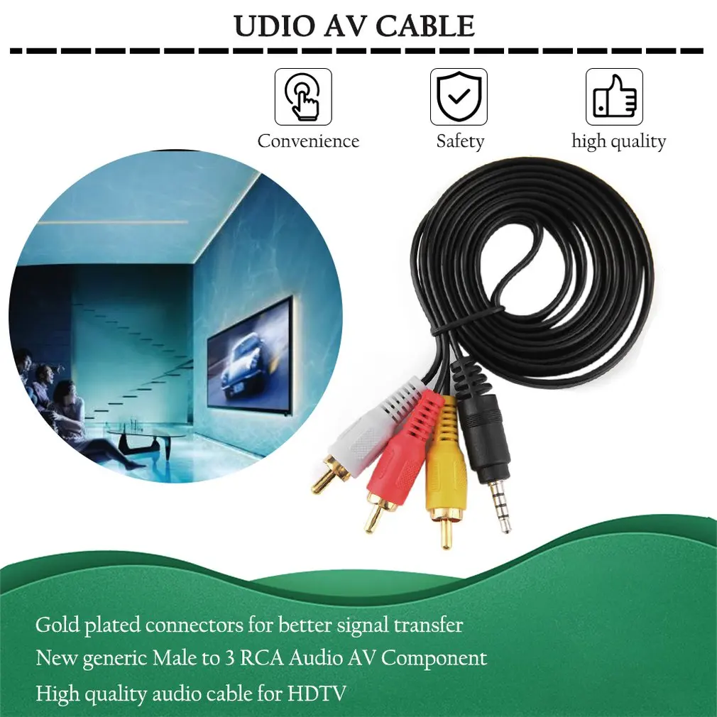 5 футов 1080P HDTV HDMI штекер 3 RCA Аудио Видео AV кабель адаптер конвертер Разъем