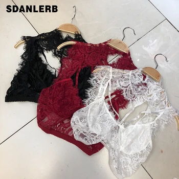 

2020 Spring Summer New Europe Fashion-Eyelash Lace Sexy Camisole Tanks Women's Slimming Bottoming Shirt Cropped Top Sexy Tops