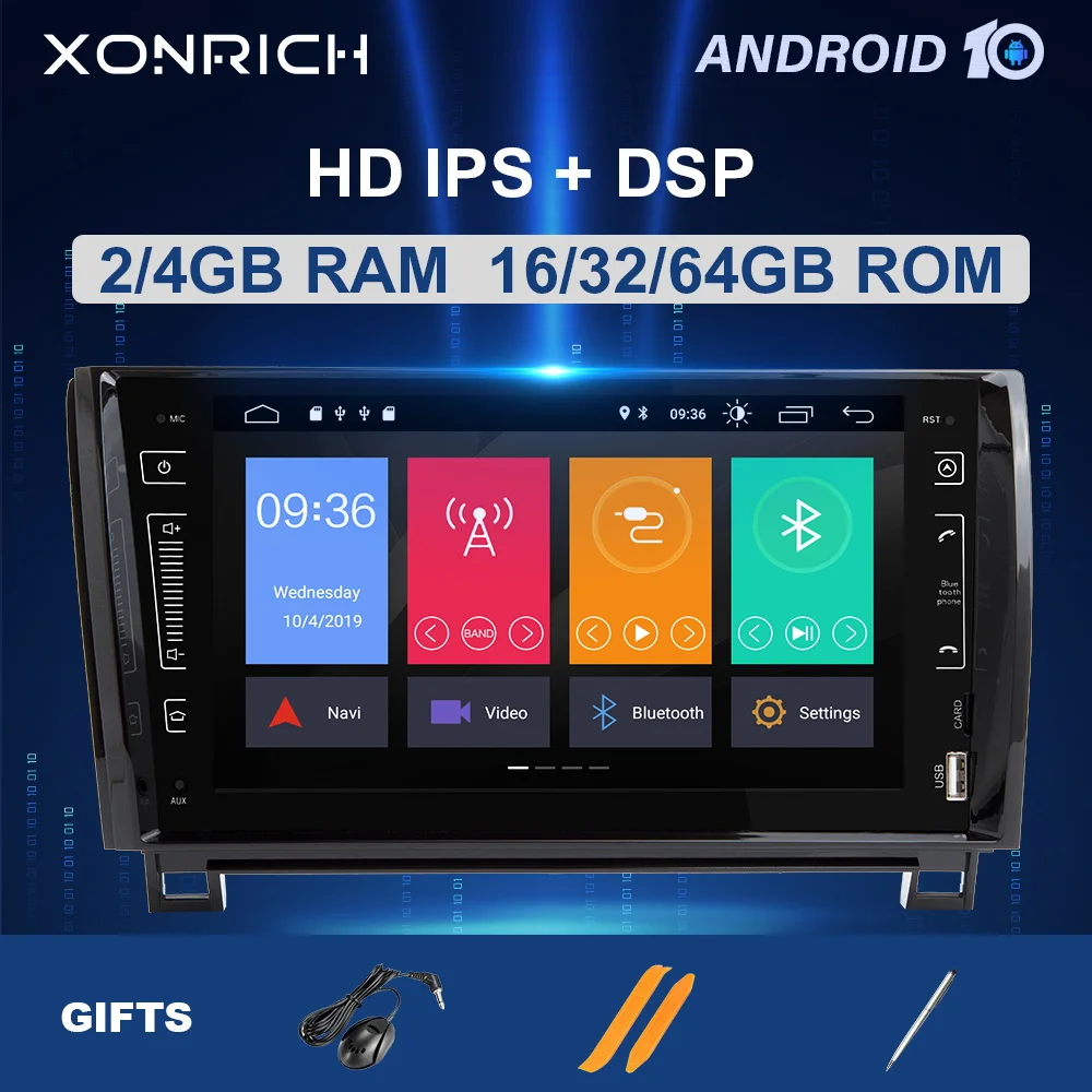 Автомобильный мультимедийный плеер IPS DSP 4 Гб 64 2 Din Android 10 для Toyota Tundra Sequoia 2007 2008 2009