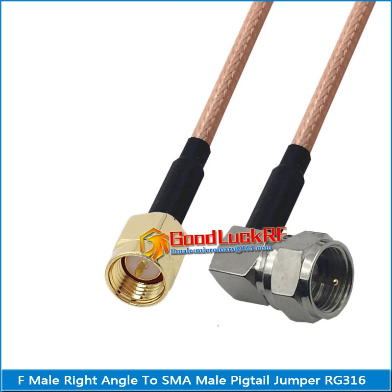 

1X Pcs High-quality F Male Right Angle 90 Degree to SMA Male Plug Coaxial Type Pigtail Jumper RG316 Cable Low Loss F to SMA