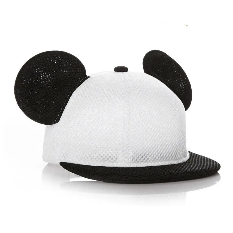 Baby Mesh Cartoon Cap Summer Adjustable Baby Sun Hat With Ears Baseball Cap For Children White/black For 2-4 Years