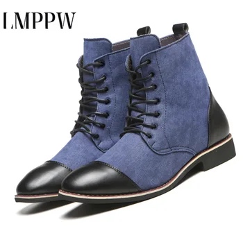 

New Canvas Men Boots Chelsea Boots Men Autumn Winter High Top Ankle Boots Brand Men Shoes Fashion Mens Boots British Style 1.8a