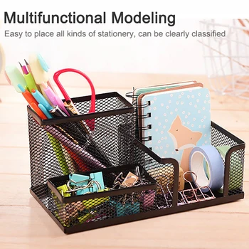 

Metal Mesh Pencil Holder Tabletop Pen Pencil Holder Organizer Office Home Stationery Storage Case Basket