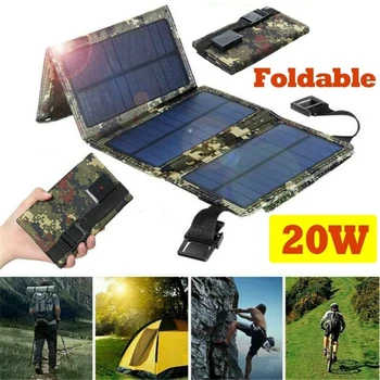 

20W Solar Panel Kit Foldable USB Charger Outdoor Portable Battery Charger Waterproof For Mobile Phone MP3 Pad Solar Charging