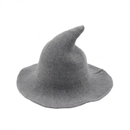 Light Gray Женская шляпа ведьмы на Хэллоуин, вязаные вечерние маскарадные костюмы, карнавальный костюм, шапка, украшение, Sombreros Fiestas Y Eventos Gorro Bruja - Цвет: Light Gray