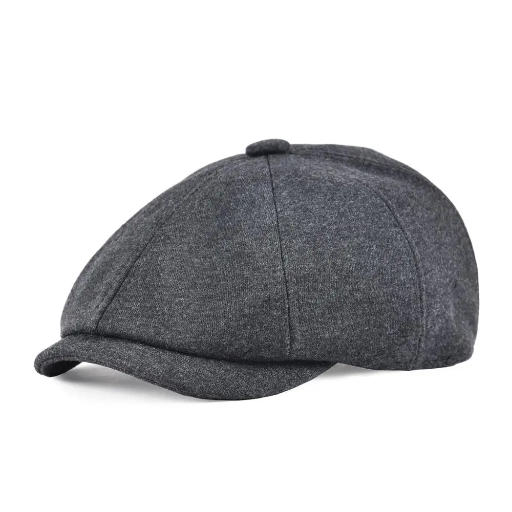 VOBOOM Big Size Cotton Men Women Black Flat Ivy Beret Cap Soft Solid Color Boina Driving Cabbie Hat Adjustable Newsboy Caps 321 - Цвет: Темно-серый