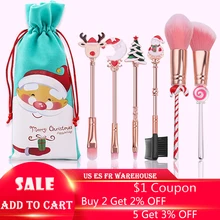 5/6 шт/набор кистей для макияжа, теней, основы, румян, кисти, искусственное волокно, косметика, инструменты для макияжа, рождественские подарки для женщин