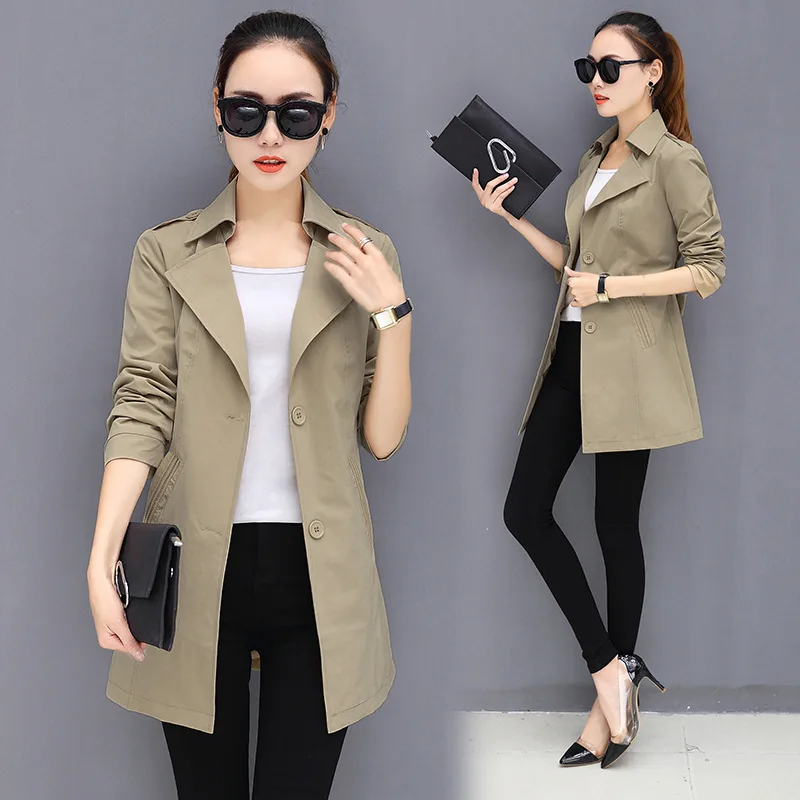 

Trench Coat Women's Mid-length 2018 Autumn Clothing New Style Korean-style Slim Fit Coat Short-height Spring And Autumn Versatil