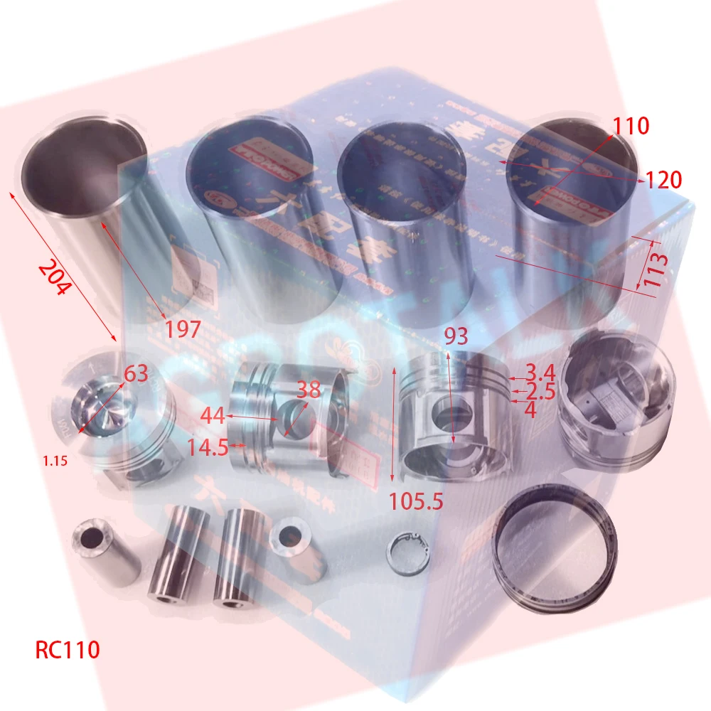 

Set of piston group ( thinner cylinder ) for Yituo YTO LRC4110T57 /