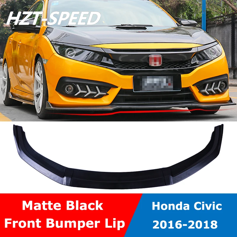 3piece Carbon Fiber Look Black Car Front Lower Bumper Lip Diffuser Spoiler Body Kit For Honda For Civic Sedan 4Dr