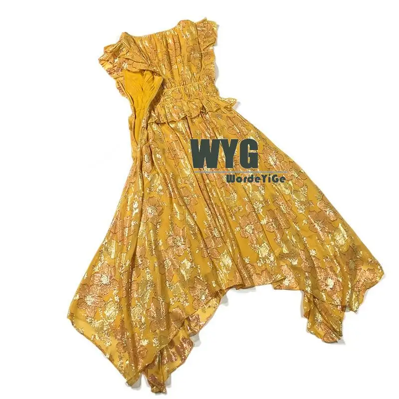 Summer Designer Fashion Top Quality Gold Thread