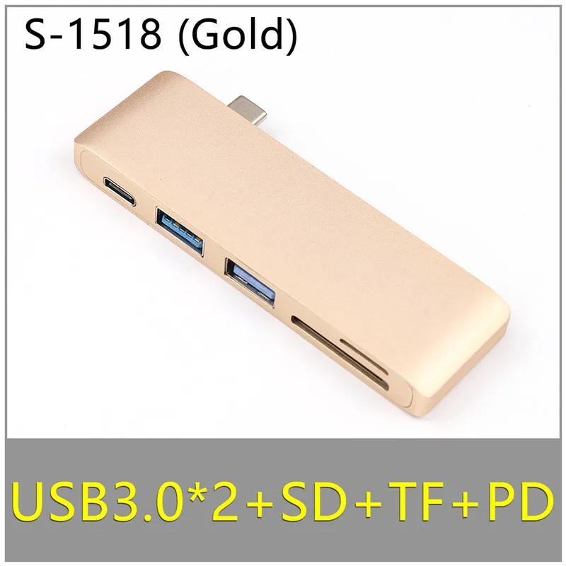 Два порта USB C концентратор до 4K HDMI адаптер Thunderbolt 3 двойной USB 3,1 данных type-C концентратор TF SD PD адаптер для MacBook Pro Air 13 - Цвет: TypeC-5in1-7