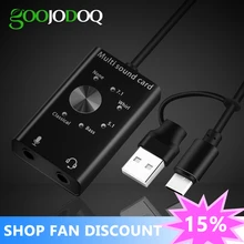 Headset 7.1 External Sound Card for Laptop USB Audio Interface 5.1 USB Sound Card 2 in 1 Microphone Earphone 6 Sound Effects waveblaster module midi interface board sound card wavetable