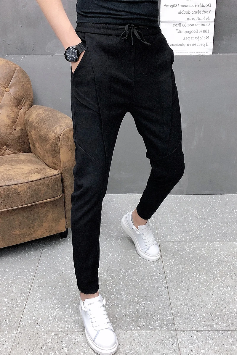 Fashion Korean Solid Joggers Men High 