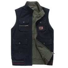8523-3167# Men Casual Outdoor Fishing Multi-pockets Waistcoat Photography Double-sided Wear Waistcoat outside Vest