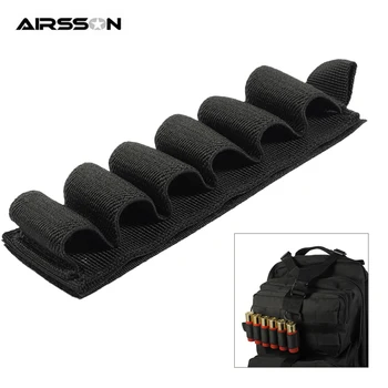 

Airsson 6 Round Gun Buttstock Tactical Airsoft Shell Holder Elastic Ammo Carrier Hook and Loop Hunting Accessories Cartridges