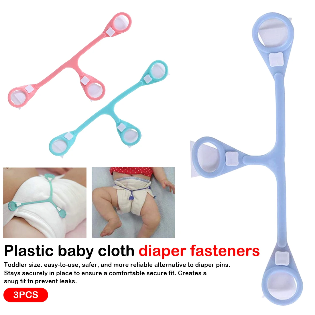 

Infant Diaper Fixed Belt Buckles 3 Pcs/Lot Plastic Baby Snappi Cloth Diaper Fasteners 3 Colors