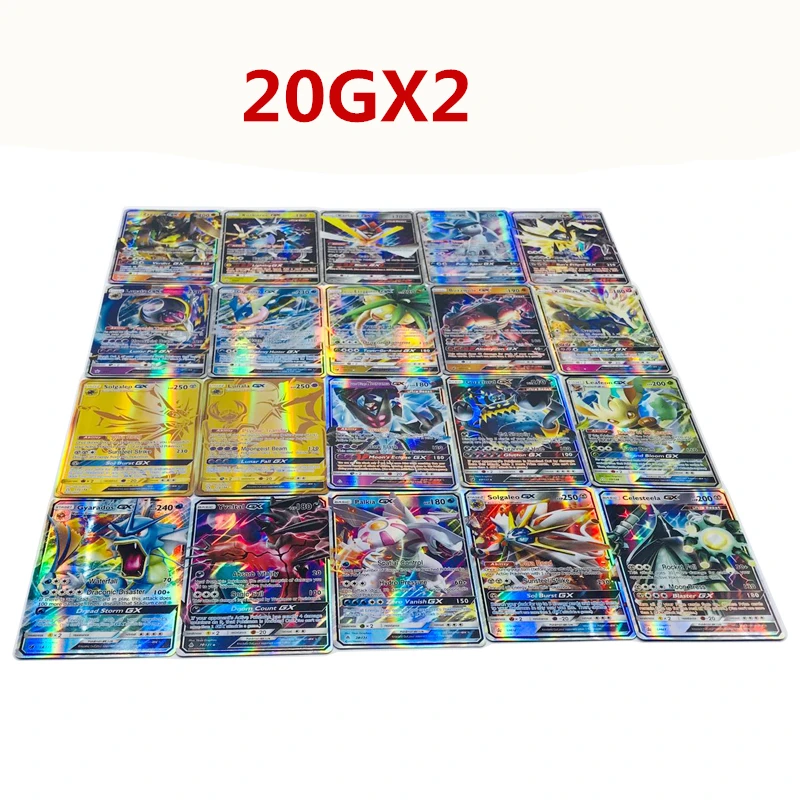 20 штук 39g 1*6,5*9 см GX1 GX2 игровая коллекция карт для забавы детей английскому языку Pikachued игрушка