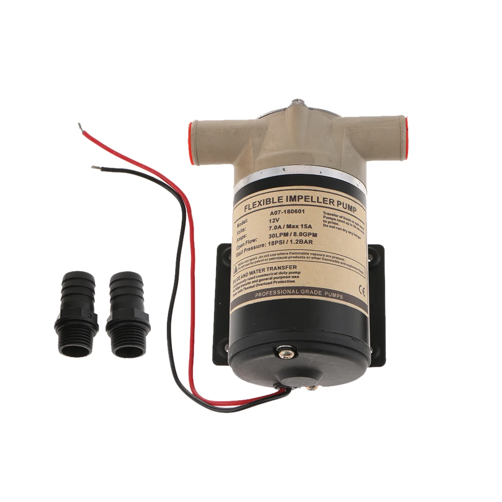 12V 8 GPM 30 LPM Self Priming Centrifugal Impeller Bilge Pump Marine RV For Baot Yacht Truck Trailer Sea/Fresh/Salt/Bilge Water