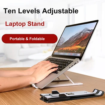 

Portable Laptop Stand Tabletop Foldable 10 Levels Adjustable Laptop Riser Ventilated Cooling Laptop Stand For laptop and tablets