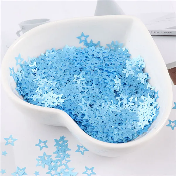 10g 5mm PET Ultrathin Hollow Star Sequins DIY Glitter Paillettes for Nails Art manicure,wedding confetti,Make up Accessories Fluorescence Blue