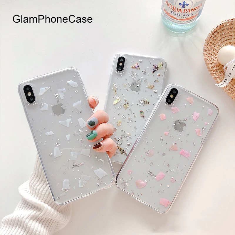GlamPhoneCase Простой Прозрачный оловянный фольгированный чехол для iPhone X XS Max XR Мягкий