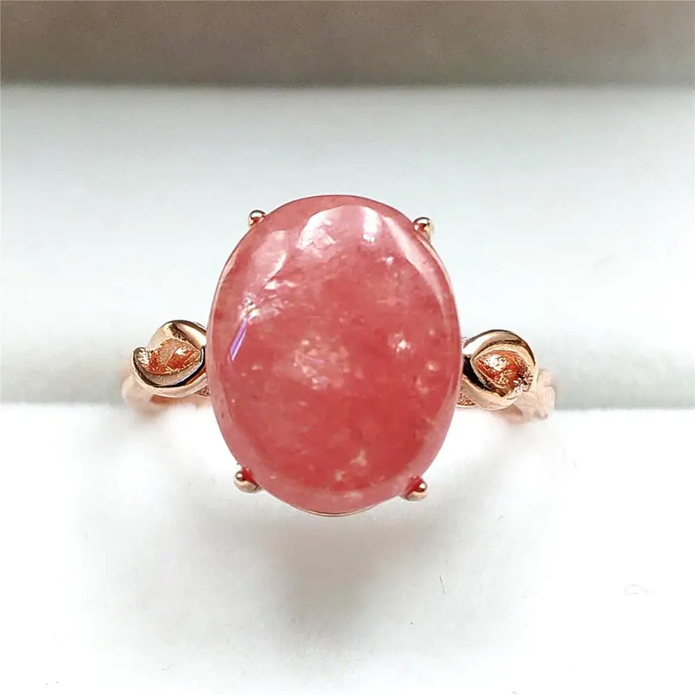 Кольцо с натуральным красным льдом, регулируемое кольцо, Кристальное розовое золото, 13x11 мм, бусины, кольцо для любви, ювелирное изделие, ааааа, Прямая поставка