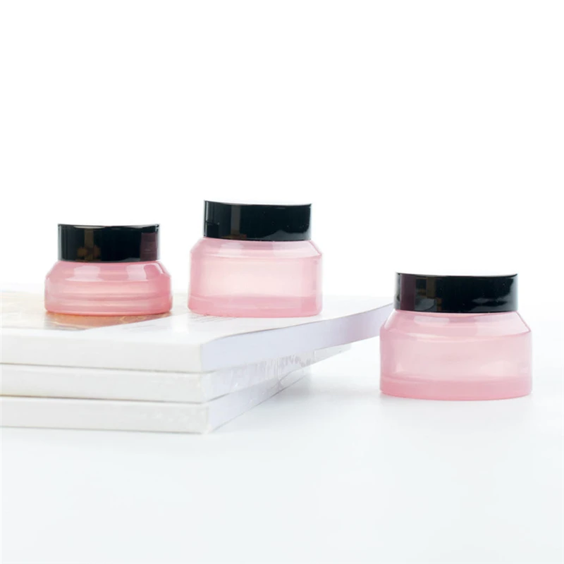 

2020 New 15/30/ 50ML Empty Pink Glass Jar Containers Cosmetic Cream Lotion Powder Bottles Pots Travel Ointment Box