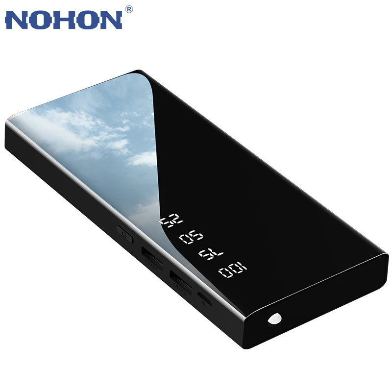 NOHON портативный внешний аккумулятор с двумя портами usb 2.1A выходное быстрое зарядное устройство 10000 мАч Универсальный внешний аккумулятор для телефона с светодиодный светильник