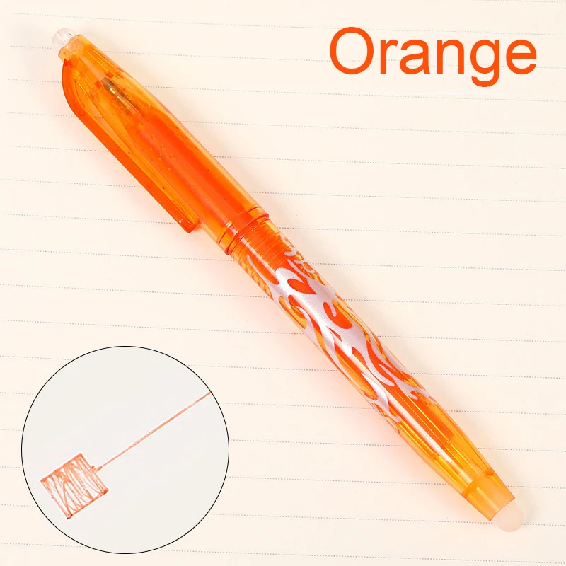 Orange 1 шт. Новинка 0,5 мм стираемая ручка 1 шт. заправки цветные яркие 8 цветов творческие инструменты для рисования студенческие инструменты для письма офисные канцелярские принадлежности - Цвет: Orange