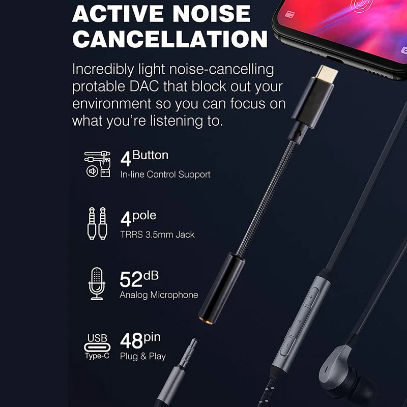 Адаптер для наушников CharmTek с разъемом 3 5 мм DAC Google Pixel 2 HTC U11 U12 OPPO Find X Essential