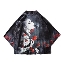 Японский стиль, японская древняя красота, короткий рукав, кимоно, кардиган для мужчин и женщин, пара, свободная рубашка, рубашка