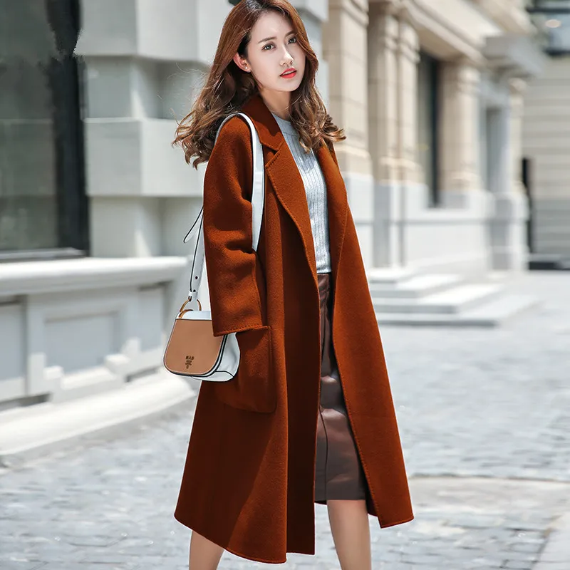 AYUNSUE двустороннее шерстяное пальто осенне-зимняя куртка Женское шерстяное пальто женское корейское длинное пальто Casaco Feminino MY3793