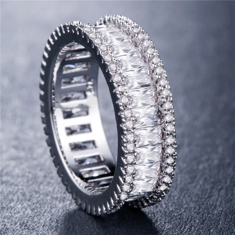 

2020 new luxury round 925 sterling silver eternity band ring africa for women lady anniversary gift jewelry dropshipping R5389