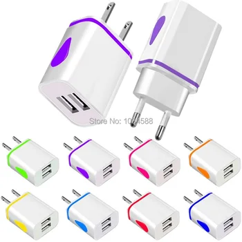 

Universal Dual Ports 2.1+1A Eu US Wall charger Auto Led Power Adapter For Iphone 7 8 X Samsung s8 s9 s10 android phone