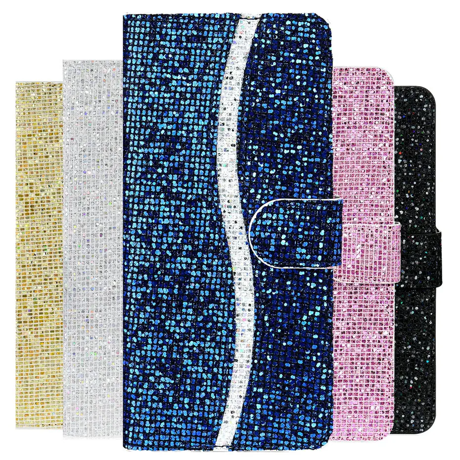 Luxury Bling Flip Leather Phone Case for Samsung S20 Ultra S10 Plus S9 S8 S7 Edge S10e Note10 Pro Wallet Cover A20 A30 A50 | Мобильные